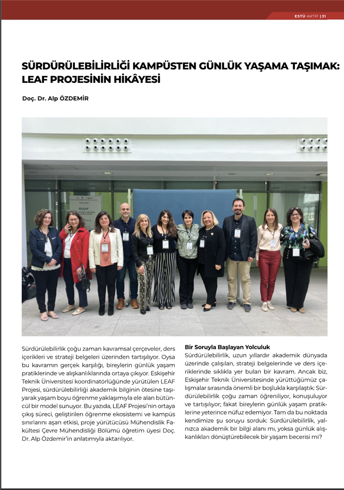 LEAF Projesinin hikayesi ESTÜ AKTİF’in yeni sayısında! 